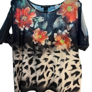 Women’s PROJECT blouse size medium black/white ombré with floral design